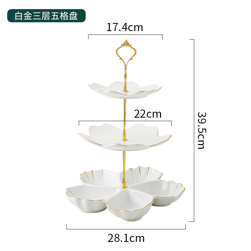 Nordic cerámica multi-capa plato de fruta hogar sala de estar mesa de café mesa de postre merienda dulces fruta seca bandeja del compartimiento