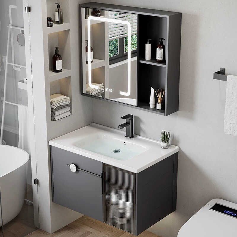 Gabinete de baño multifuncional espacio de aleación de aluminio moderno y simple lavabo combinado lavabo