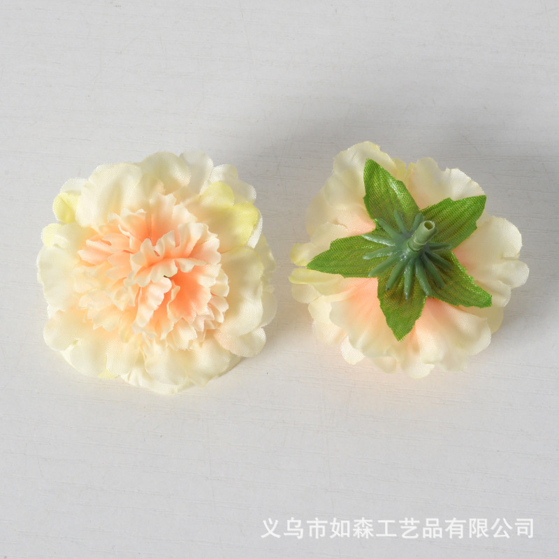 Flores de simulación de claveles de flores de cabeza de flores de boda casera acompañante regalo de mano decoración con tela de seda DIY flores artificiales