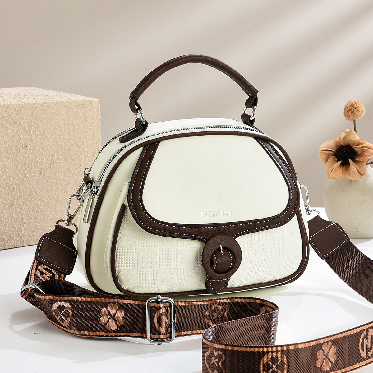 2025 nuevo bolso redondo de color de contraste bolso de moda bolso de verano bolso de mano de mujer