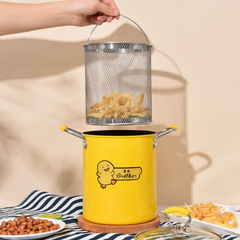 Household non-stick mini fryer Internet celebrity frying pan with lid, handle and strainer, French fries, chicken wings, wholesale