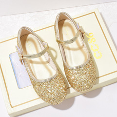 廠家批發兒童單鞋寶寶皮鞋小女孩水晶鞋軟底亮片女童公主鞋春秋季
