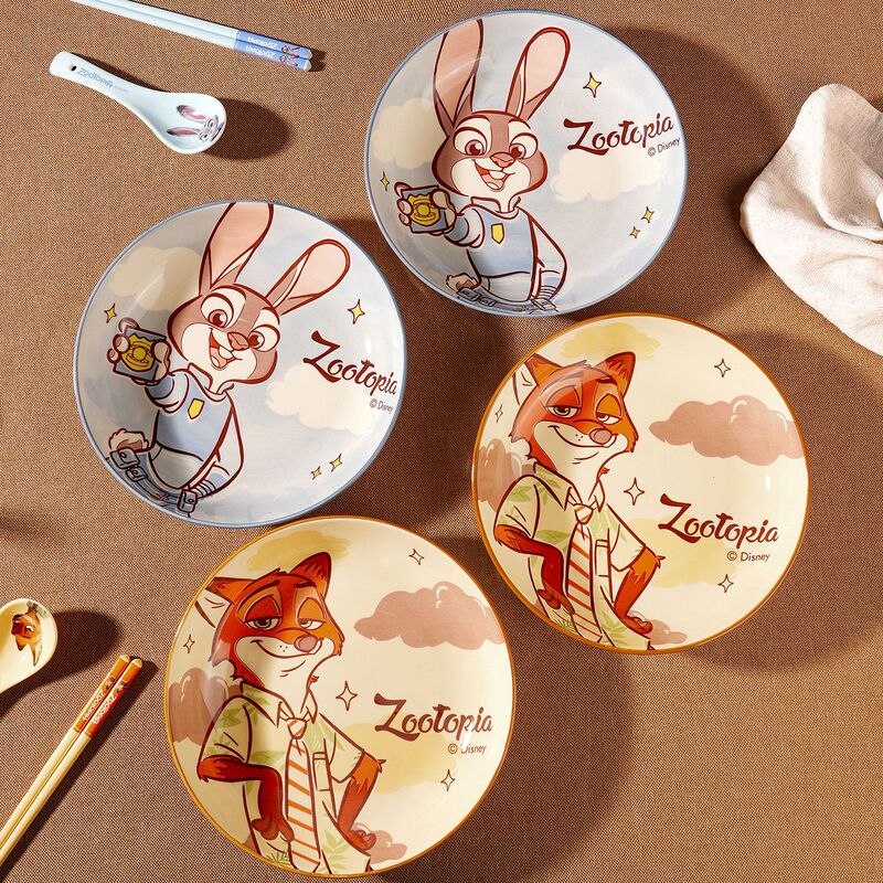 Zootopia 2026 Tableware Set Cute Ceramic Bowls and Plates Children's Day Cross-Border In-Stock