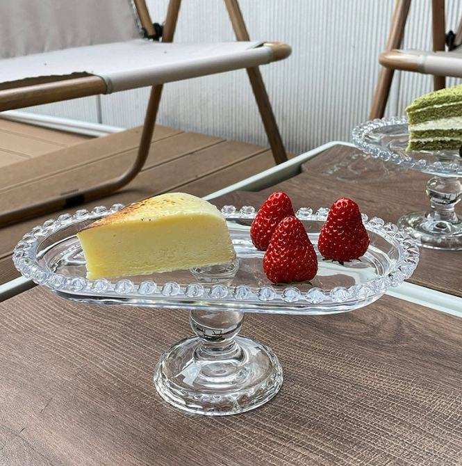 Hanfeng прозрачное стекло любви боковой домашней выпечки фруктовая тарелка высокого уровня десерт стол дисплей поднос