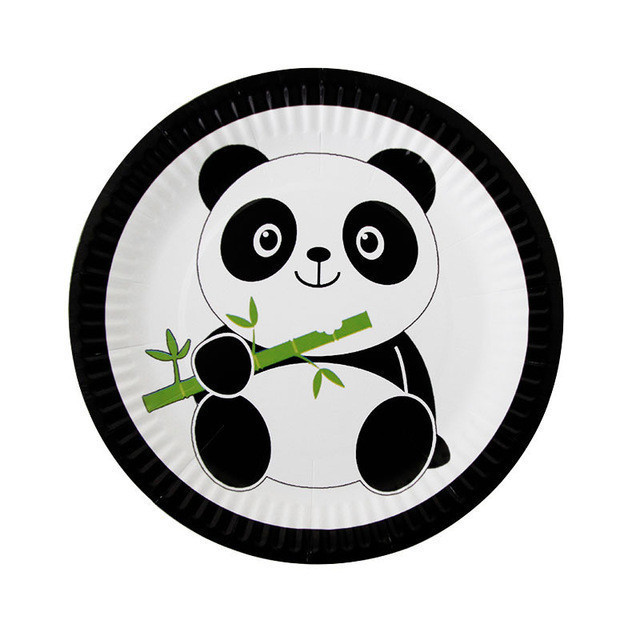 En stock Panda decoración del Partido de cumpleaños props fiesta vajilla traje papel tejido palomitas