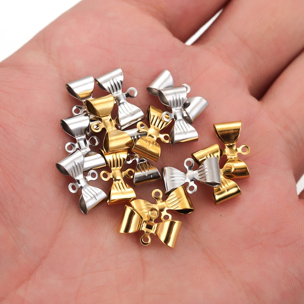 20 PCS/Package 12 * 7mm Stainless Steel Bow Knot Polished Pendant display picture 4