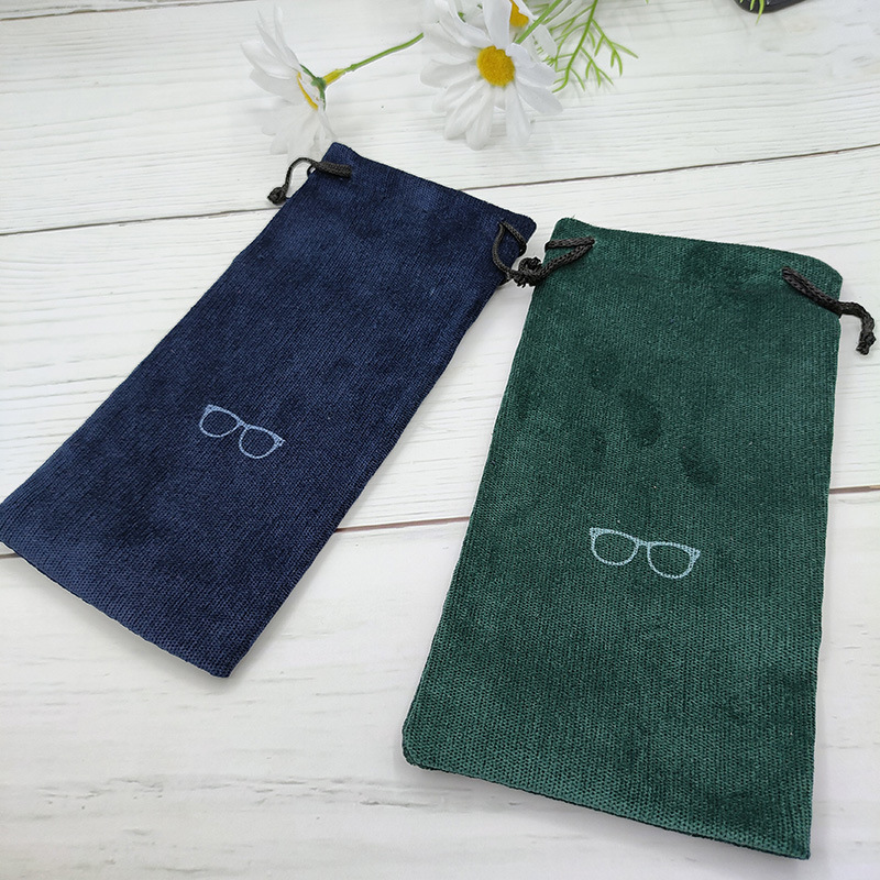Fábrica de stock rápido de alta calidad bolsa de almacenamiento de color tela de lana bolsa de ojos bolsa de gafas de sol bolsa de cuerda de tracción bolsa de gafas