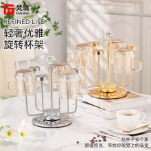 轻奢水晶头杯架高级感不锈钢水杯架挂架家用客厅沥水架收纳玻璃杯
