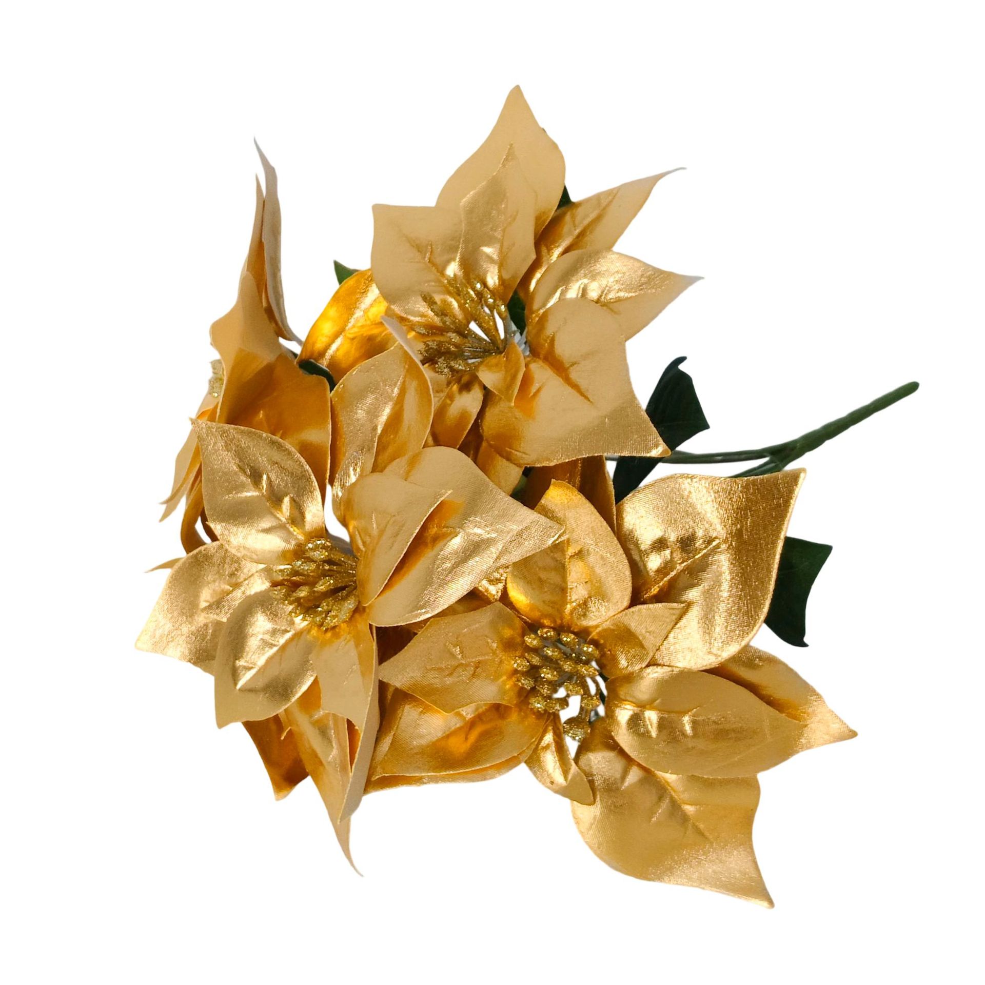Nuevos productos transfronterizos flores de Navidad artificiales simulación de flores falsas de cártamo flor de Navidad decoración floral ramo de polvo de oro