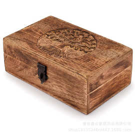 木质盒子 翻盖木礼盒包装盒雕刻首饰盒子珠宝盒做旧木盒收纳盒