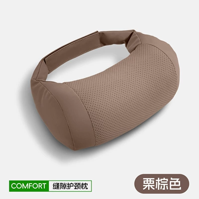 and Lumbar Support Car | Headrest - bone-pillow-leather-velvet-chestnut-brown-head-pillow-1-piece