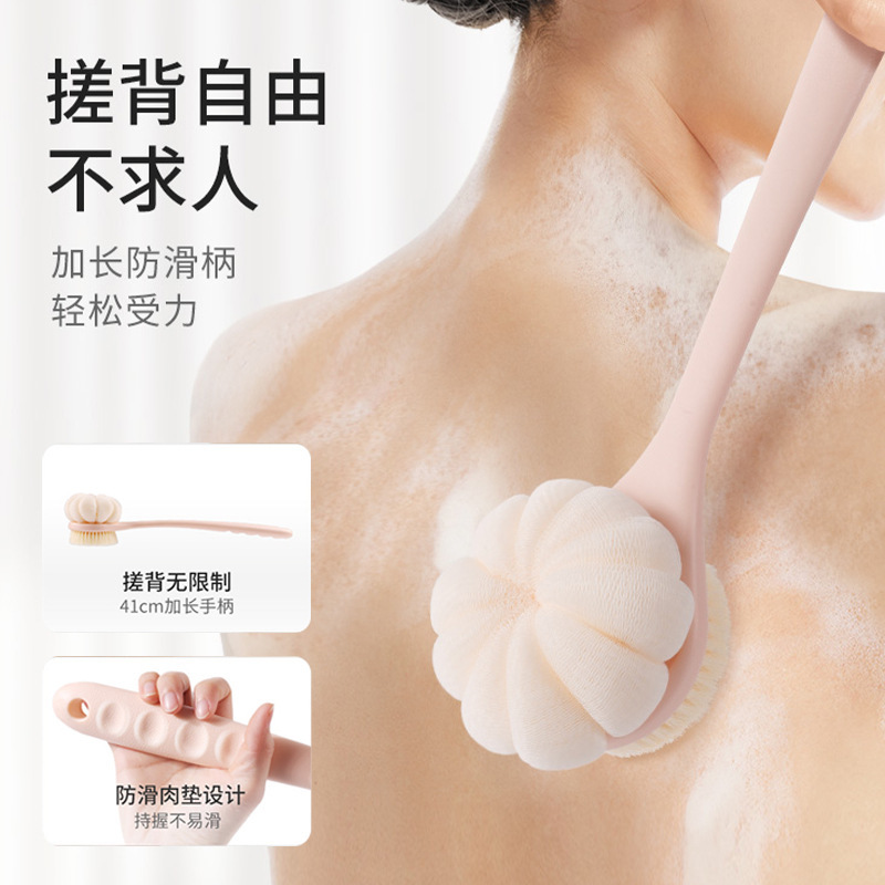 長い柄の風呂ブラシの柔らかい毛の二合一の風呂ブラシの背中ブラシの両面のブラシの浴室の風呂ブラシの風呂ボールの風呂ブラシ|undefined