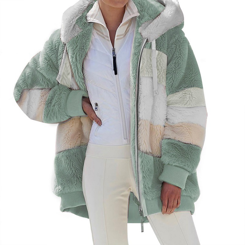 Spot wish independent station 2023 Amazon hot sale new autumn and winter loose plush multi-color hooded coat women