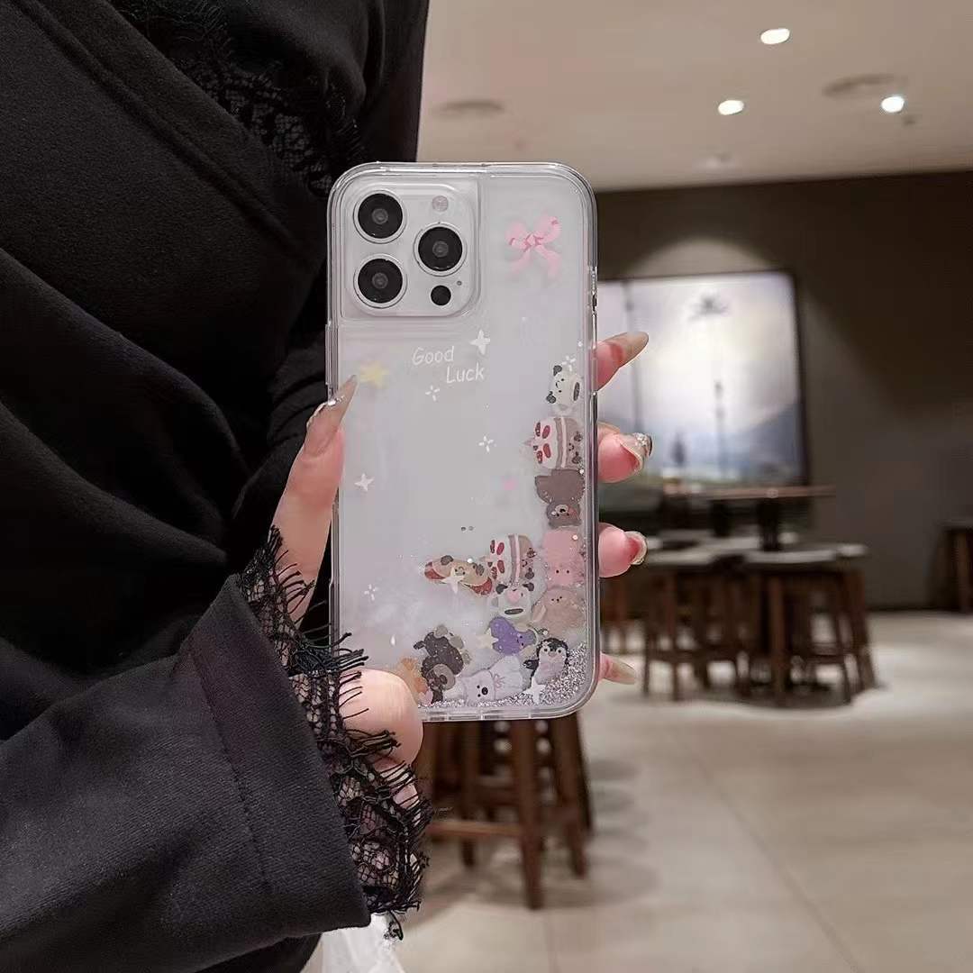 Dibujos animados arenas movedizas pequeños animales Apple 15/16Pro personalidad teléfono celular carcasa 14pormax nuevo 16PM niñas