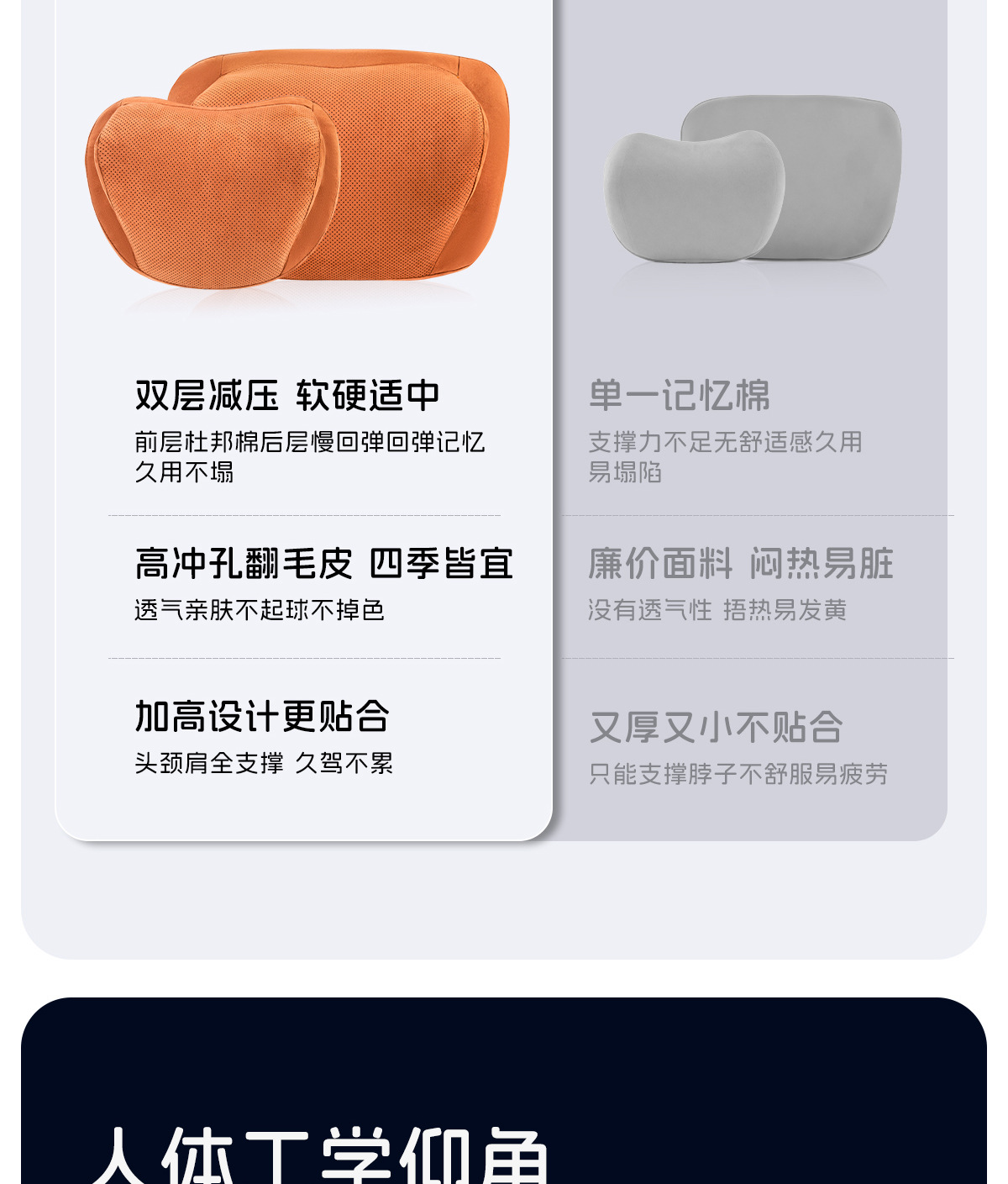 Cross-Border New Car Headrest and Lumbar Support Set, Universal for Spring and Summer, Head and Neck Protection Pillow, Car Seat Cushion