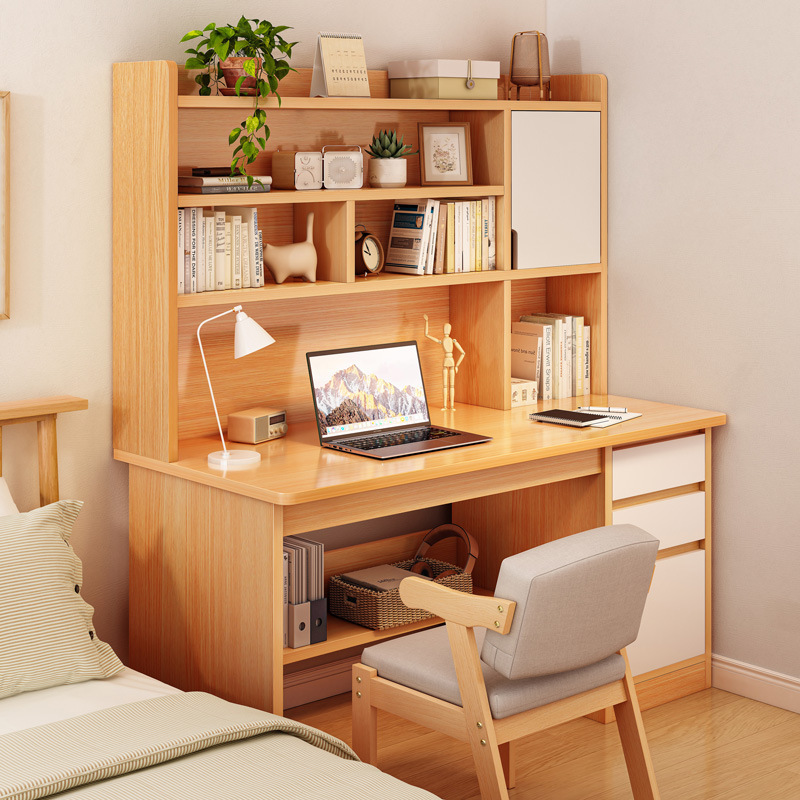 Desk Student Home Bookshelf Bookcase Integrated Computer Desk Junior High School Student Bedroom Homework Desk Study Writing Desk