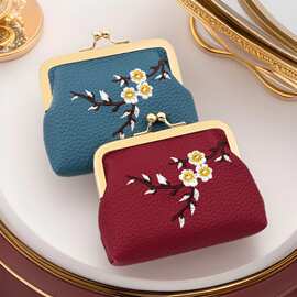 新款口金包便携迷你小钱包ins女手拿包刺绣学生零钱碎银包批发