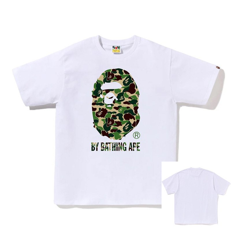 APE Ape トレンドブランド 外国貿易 ヘビーウェイト ピュアコットン ラウンドプリント ユニセックス ゆったり プレミアム 半袖 Tシャツ 25SS|undefined