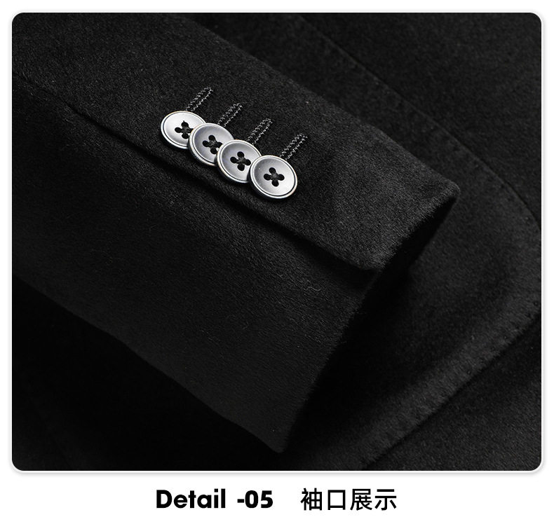 Áo vest nam dáng thon dài tay cổ vest một hàng hai nút — Kaki, Màu xanh lam, Màu xám, Màu đen chi tiết 25