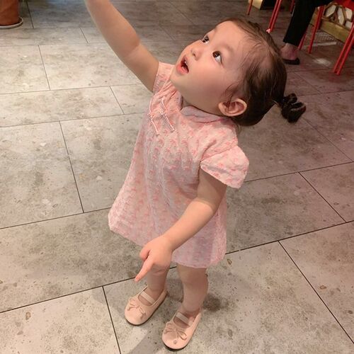 Chinese style dress children's cheongsam summer thin girl's clothing baby girl's skirt western style little girl princess dress