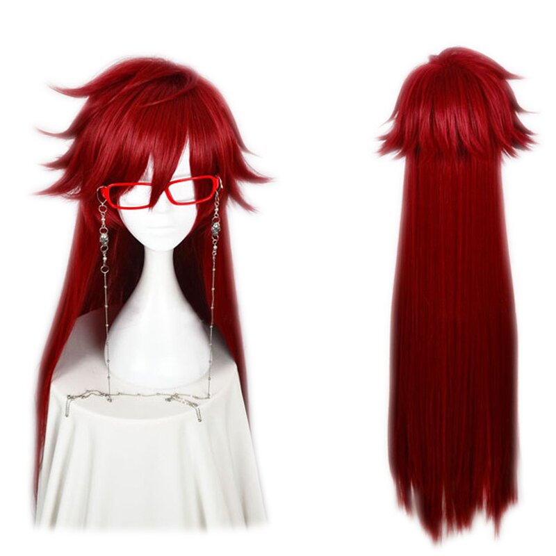 Cosplay Anime Long Wig Black Butler Grell Sutcliff Red Wig Cos Type