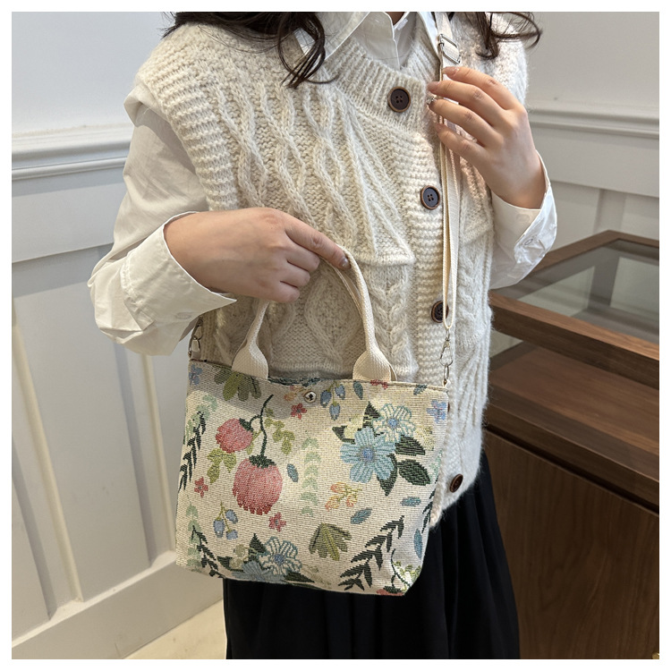 Canvas bag for women 2024 New large-capacity handbag, printed tote bag, niche design, artistic single-shoulder bag for work undefined
