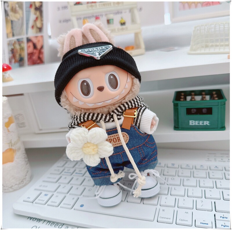 17cm布の布のlabubuの子供服のdimooのゴムの子供服のluluのブタの子供の3歳のtシャツの花のバックのズボン|undefined