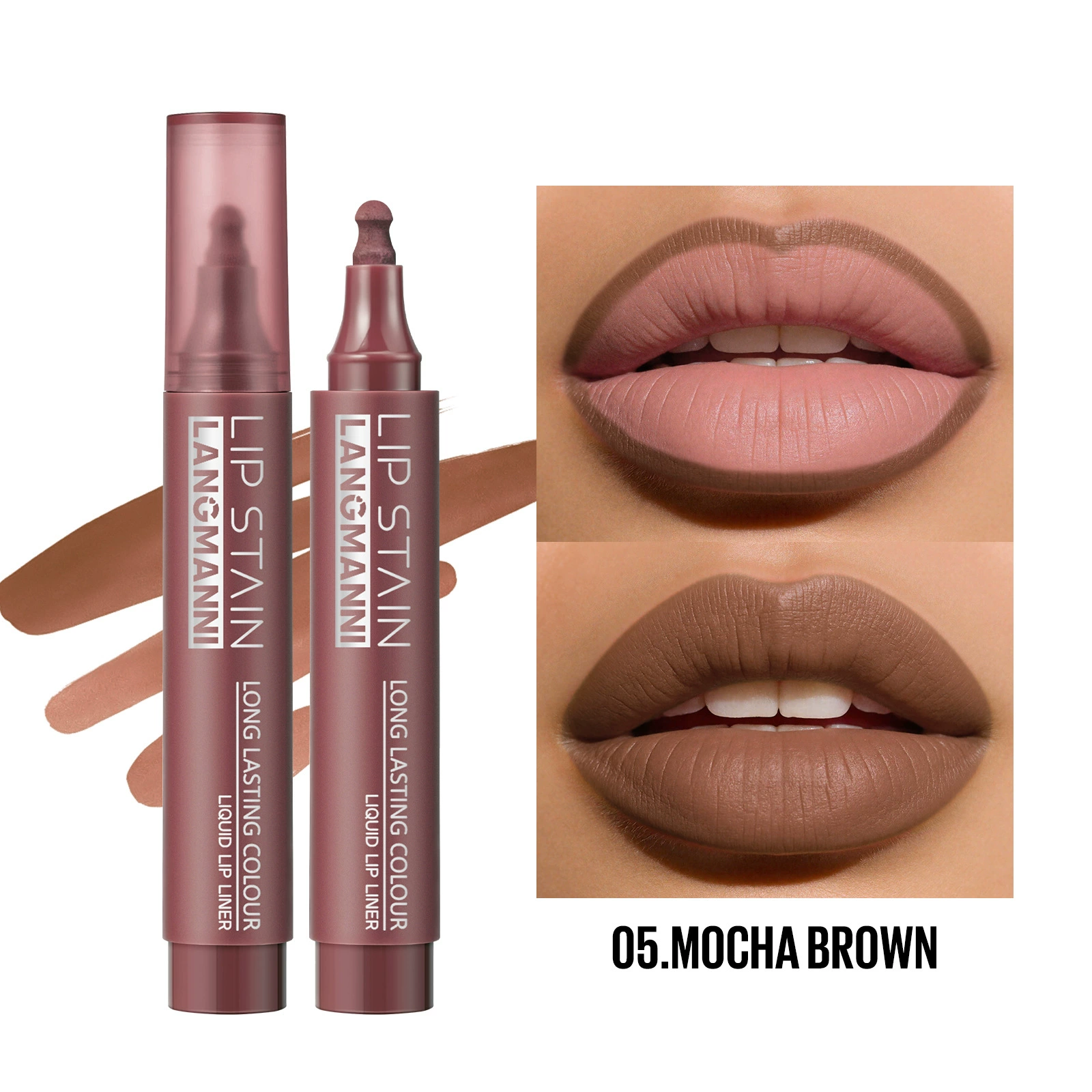 Контур для губ Liquid Lip Liner (LANGMANNI), стойкий, 3 мл, набор из 6 оттенков, тонкий аппликатор