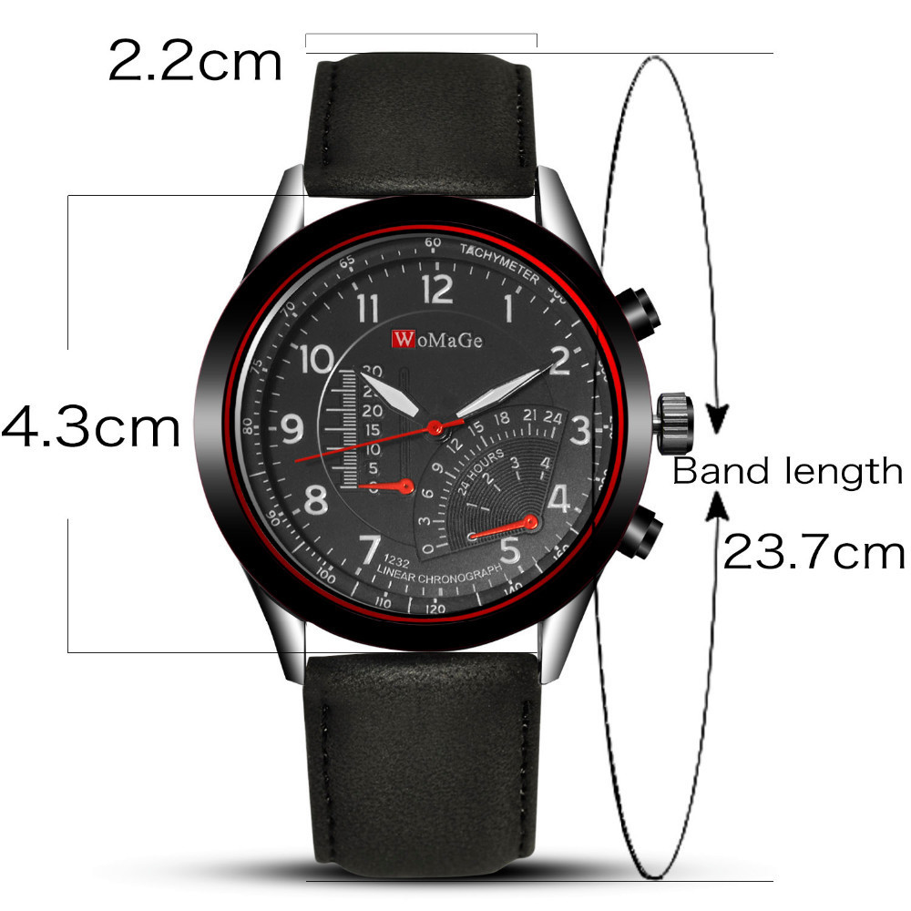 Special offer genuine Womage men's casual sports watch quartz watch leather strap fashion simple waterproof men's watch_voghion.com
