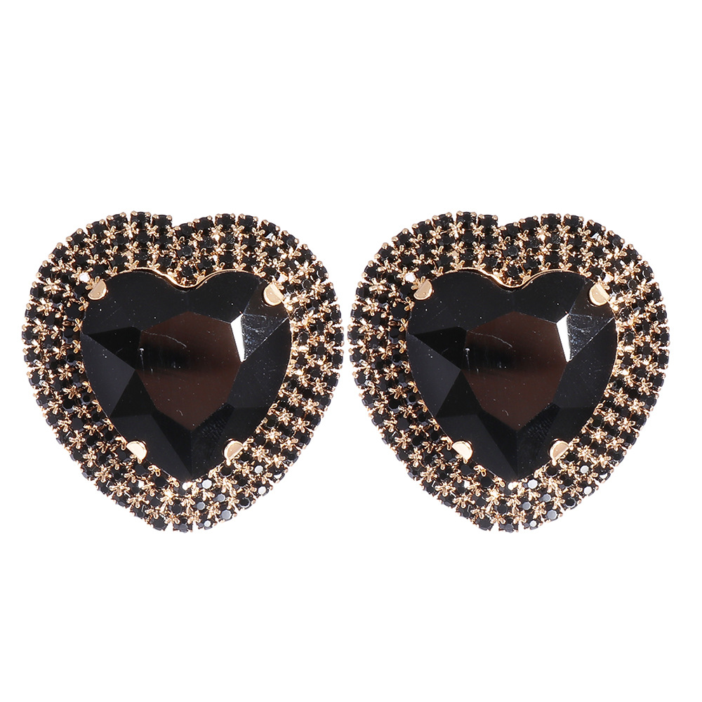 fashion heart-shaped alloy diamond earrings