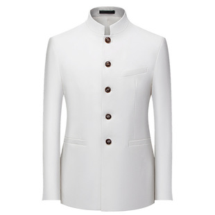 Men's Korean Business Casual Zhongshan Suit Top Cross-border New Pure Color Stand-up Collar Single-breasted Suit for Men