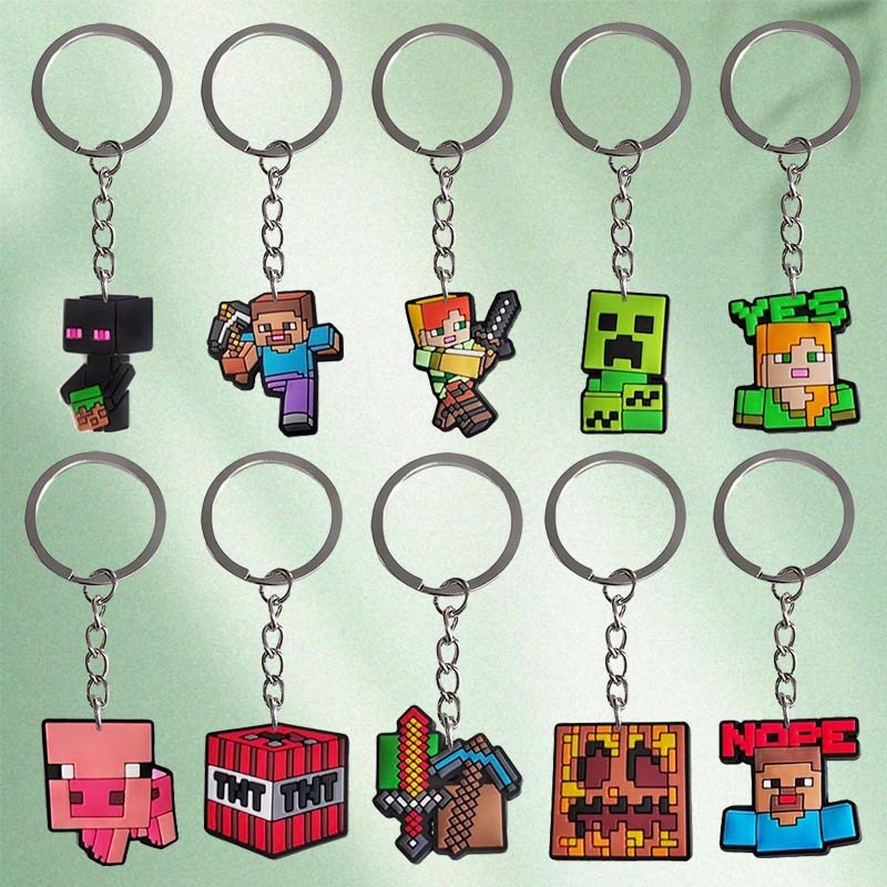 Minecraft キーホルダーシリーズ漫画アクセサリー PVC ソフトラバーキーホルダーバッグペンダント小さなスクールバッグキーホルダー|undefined
