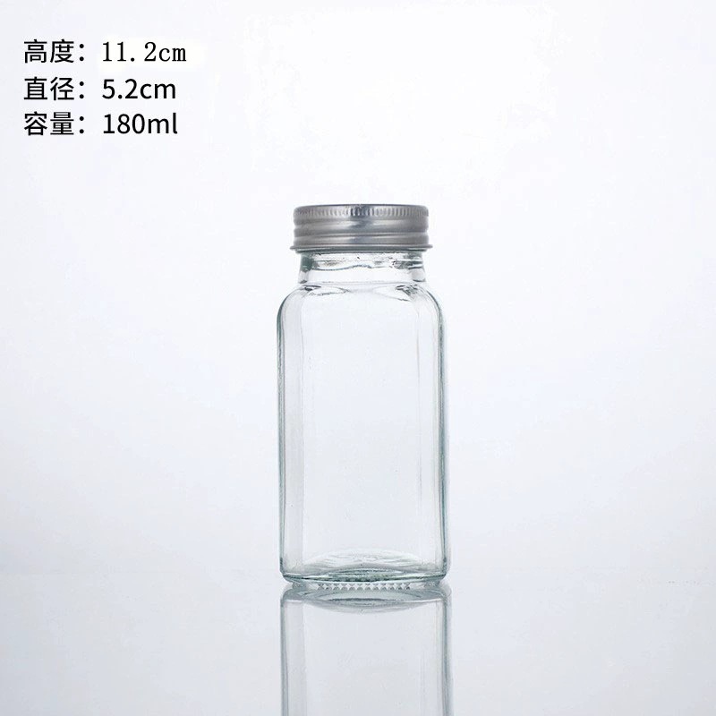 Botella de condimento de cocina cuadrada, frasco de vidrio transparente sellado, botella de condimento, botella de embalaje, botella conveniente de almacenamiento de pimienta