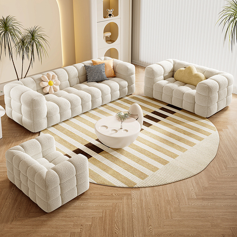 Crema de estilo sala de estar puff sofá diseño maestro recomendado en línea rojo pequeño apartamento lambswool sofá simple moderno