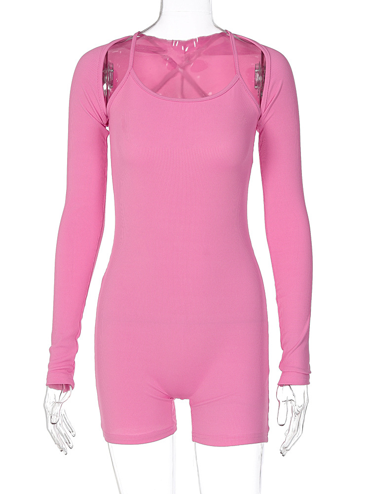 Women Clothing Autumn Sexy U Collar Shawl Tight Jumpsuit