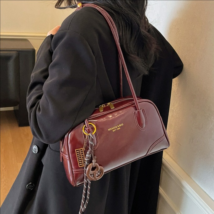 Bolso retro transfronterizo bolso de bolos de alta calidad para mujeres otoño y invierno 2025 nueva moda ocio bolso axilar de hombro único
