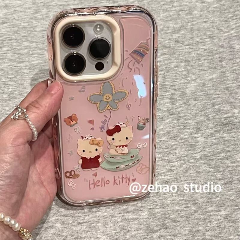 ins可爱波浪边kt两小只适用于iphone16promax手机壳苹果15/14/13|undefined