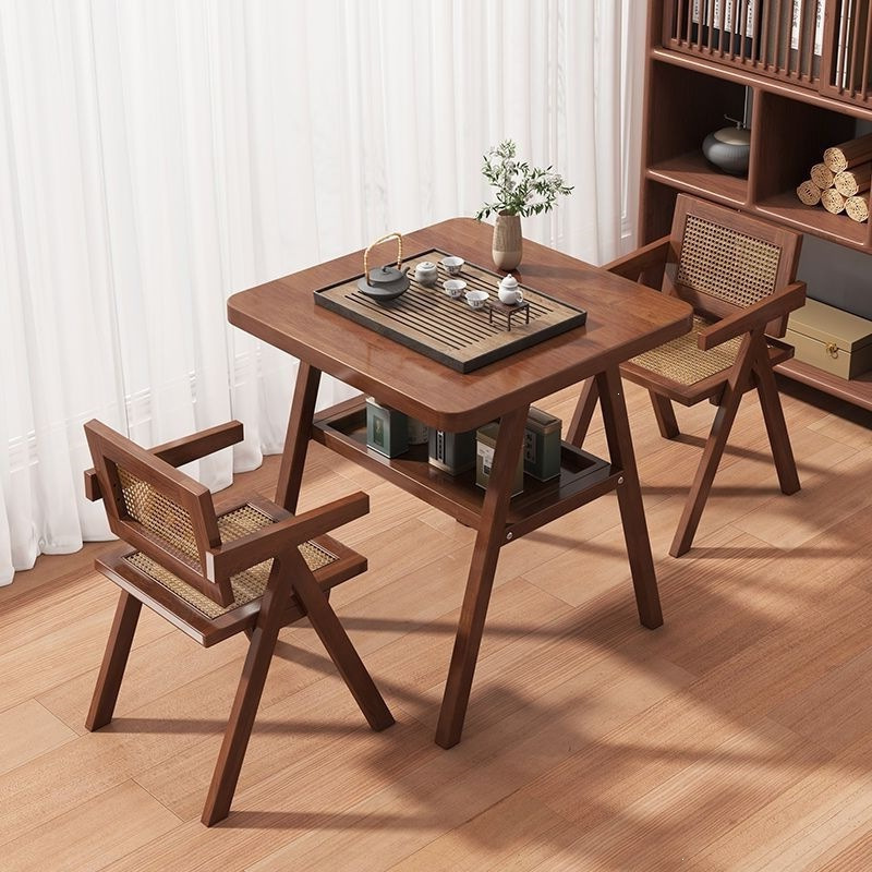 Balcony Solid Wood Tea Table, New Style Coffee Table, Leisure Table and Two Chairs, Small Tea Table and Chair Set, Household Small Tea Table, Others Balcony Solid Wood Tea Table, New Style Coffee Table, Leisure Table and Two Chairs, Small Tea Table and Chair Set, Household Small Tea Table, Others