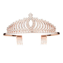 亚马逊新款新娘头饰皇冠水钻金属发饰结婚纱礼服配饰发箍王冠批发