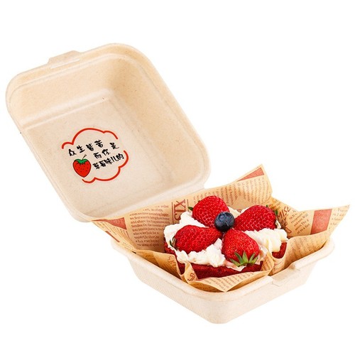 Internet celebrity 4-inch lunch box small cake box with picture pulp sticker creative hand-painted disposable packaging box