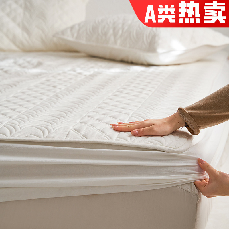 Class A Pure Cotton Washable Cotton Bed Cover Full Cotton Padded Simmons Dust-proof Protective Cover Fixed Thickened Bedspread Fully Enclosed