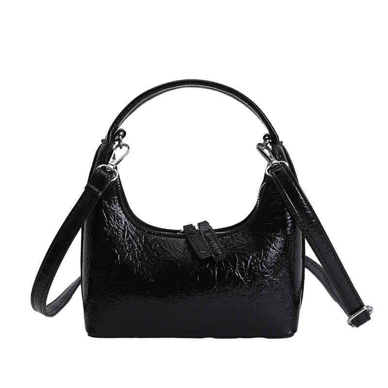 Niche Fashion Glossy Texture Handbag For Women 2025 New Arrival Banquet Small Square Bag Simple Commuter Underarm Bag - Thumbnail 5