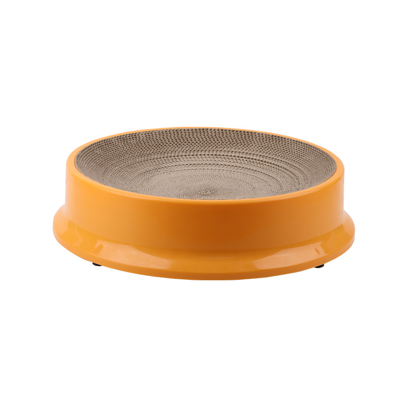 Compás redondo tablero del rasguño del gato papel corrugado reemplazable combinación de arena para gatos de plástico resistente a los arañazos gato mascota tablero del rasguño arena para gatos