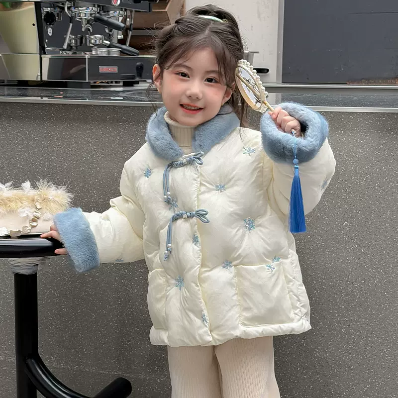 中国风女童棉服冬季2025新款加厚保暖上衣儿童新中式盘扣棉衣冬款