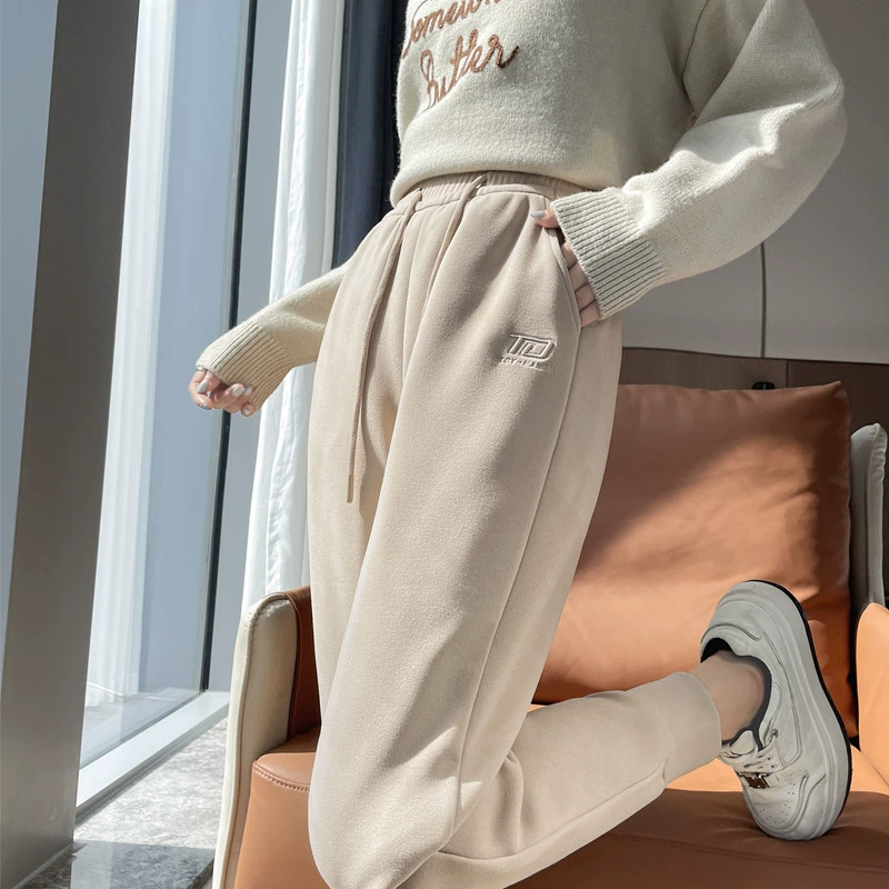 Windproof woolen winter fashionable keep warm trousers with down