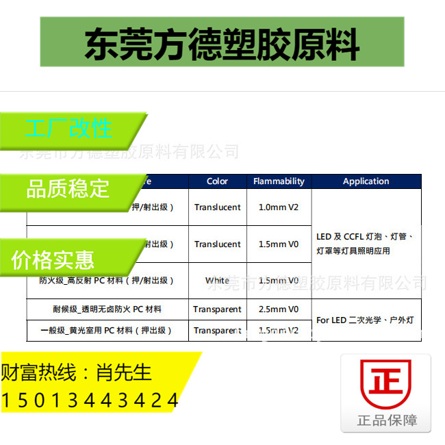 光扩散改性PC颗粒高透光聚碳酸酯树脂LED照明灯具专用工程塑料