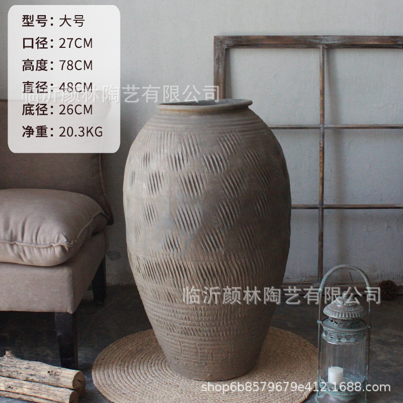 Nostalgia botella de cerámica gruesa tierra botella de cerámica delgada alta gris estilo silencioso jarro de cerámica vintage jarro residencial