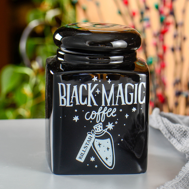 Estricta Selección de estilo europeo Halloween 3D alivio de cerámica sellada jarra de galletas grande negro tarro de almacenamiento de animales de dibujos animados