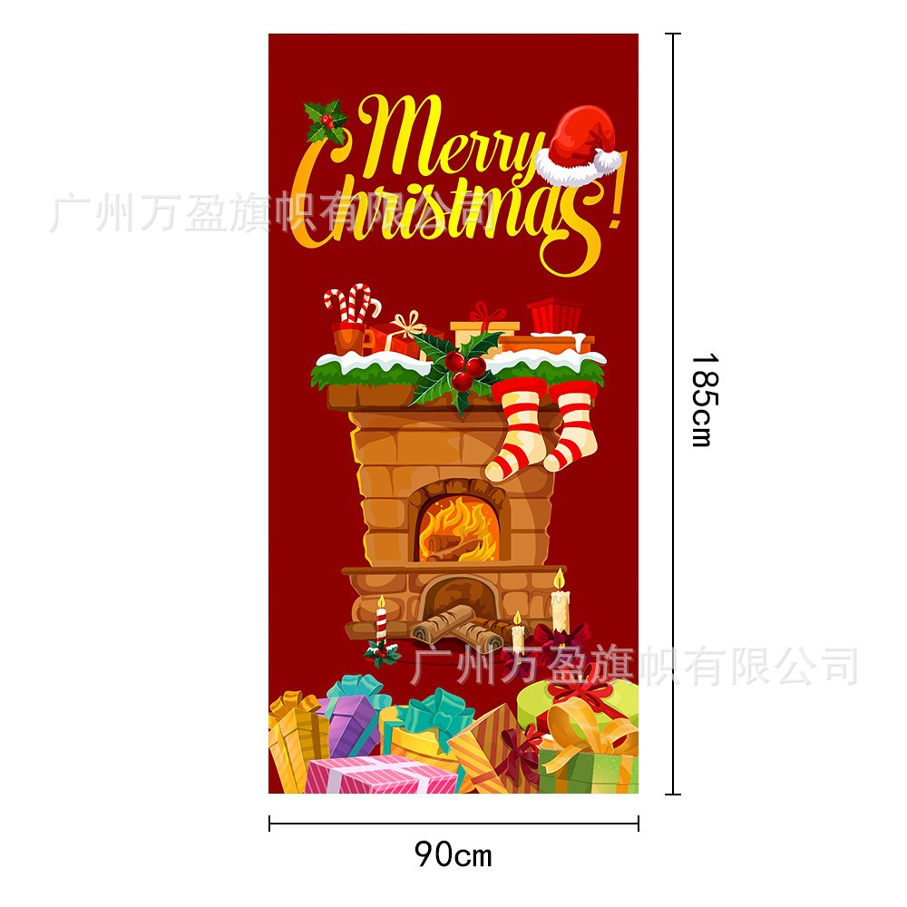 2025 nuevos productos de navidad cortina de bandera Santa Claus para ver la hoja de regalo decoración de tela colgante Bandera de bienvenida de Navidad