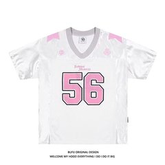 51 ヒップホップレトロバイブスプライシングメッシュ No.56 ジャージ半袖アメリカンストリートルーズスポーツ通気性 Tシャツ男性用